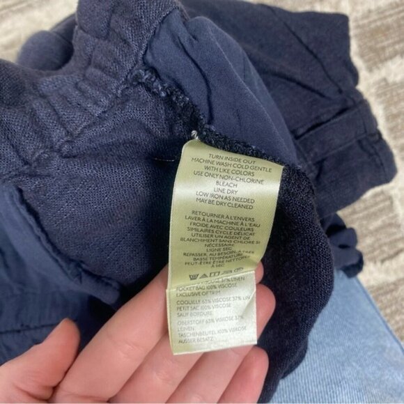Anthropologie Navy Blue Belted Linen Shorts Size Large - Picture 5 of 5